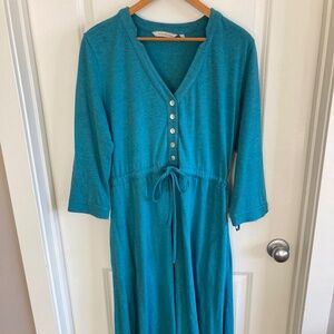 Soft Surroundings Jersey Knit High Low Aqua / Turquoise Comfy Elegant Dress Sz M